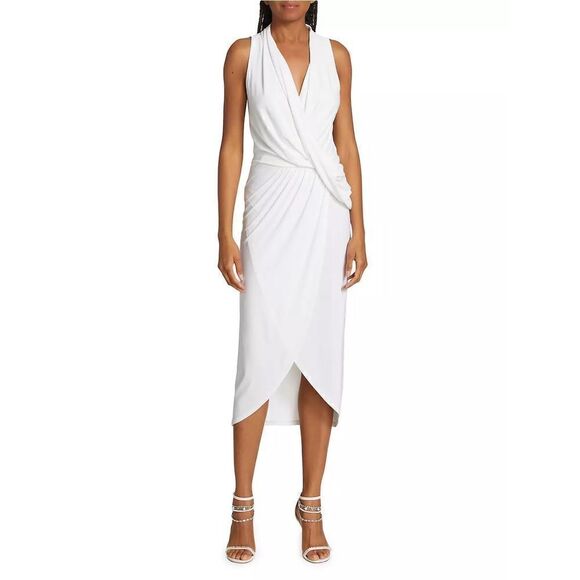 Ramy Brook Monaco Draped Midi white/ivory Dress size XXS  NWT$385 - Picture 1 of 10